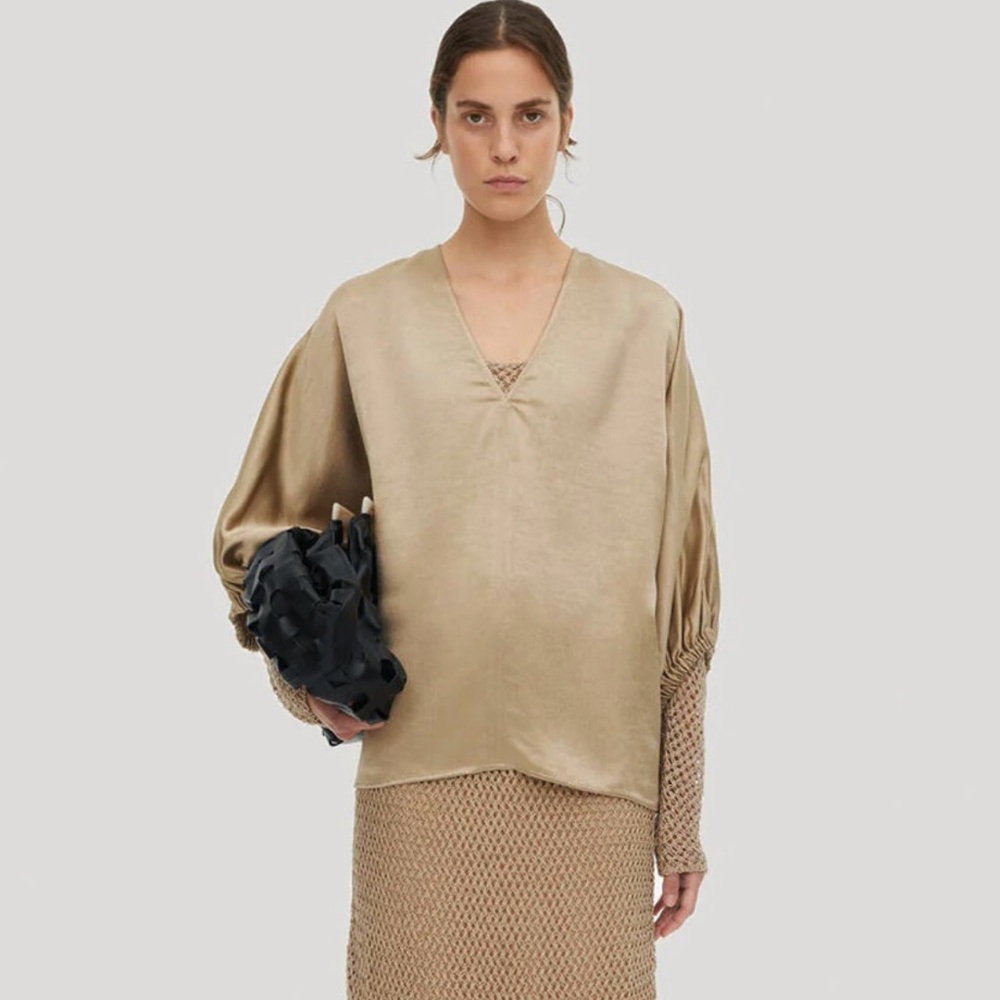 NEW By Malene Birger Piamontes Satin Golden Blouse size 38 or M‎ - Picture 6 of 12